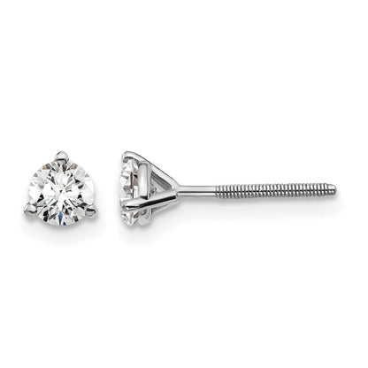 14K Weißgold Ohrstecker mit 0,5 ct. zertifizierten, im Labor gezüchteten Diamanten, VS/SI+ G+, rund, 3-Krappen-Fassung, schwere Ausführung, Schraubverschluss