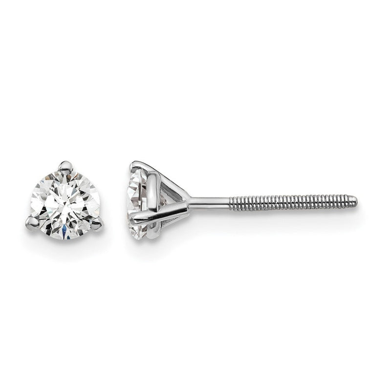 14K Weißgold Ohrstecker mit 0,5 ct. zertifizierten, im Labor gezüchteten Diamanten, VS/SI+ G+, rund, 3-Krappen-Fassung, schwere Ausführung, Schraubverschluss
