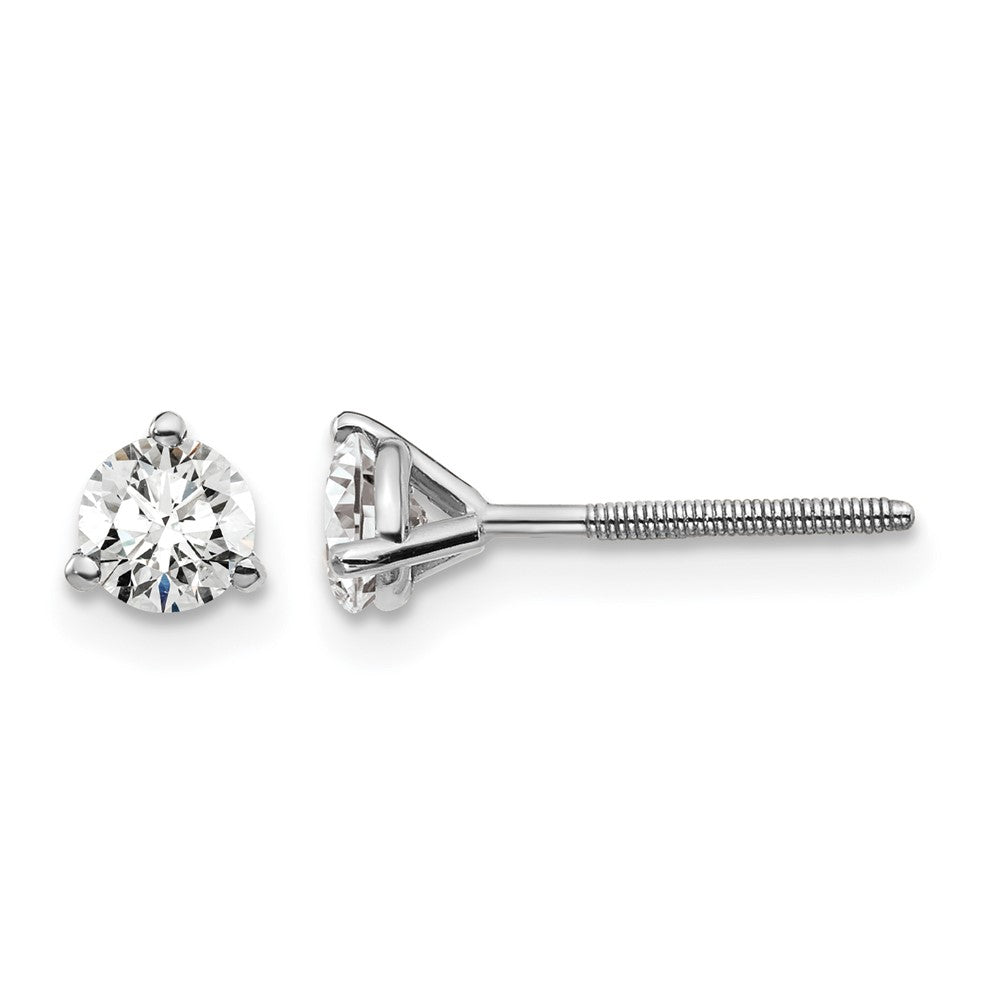 14K Weißgold Ohrstecker mit 0,5 ct. Labor gezüchteten Diamanten, VS/SI+ G+, Rund, 3-Krappen-Fassung, hohes Gewicht, Schraubverschluss