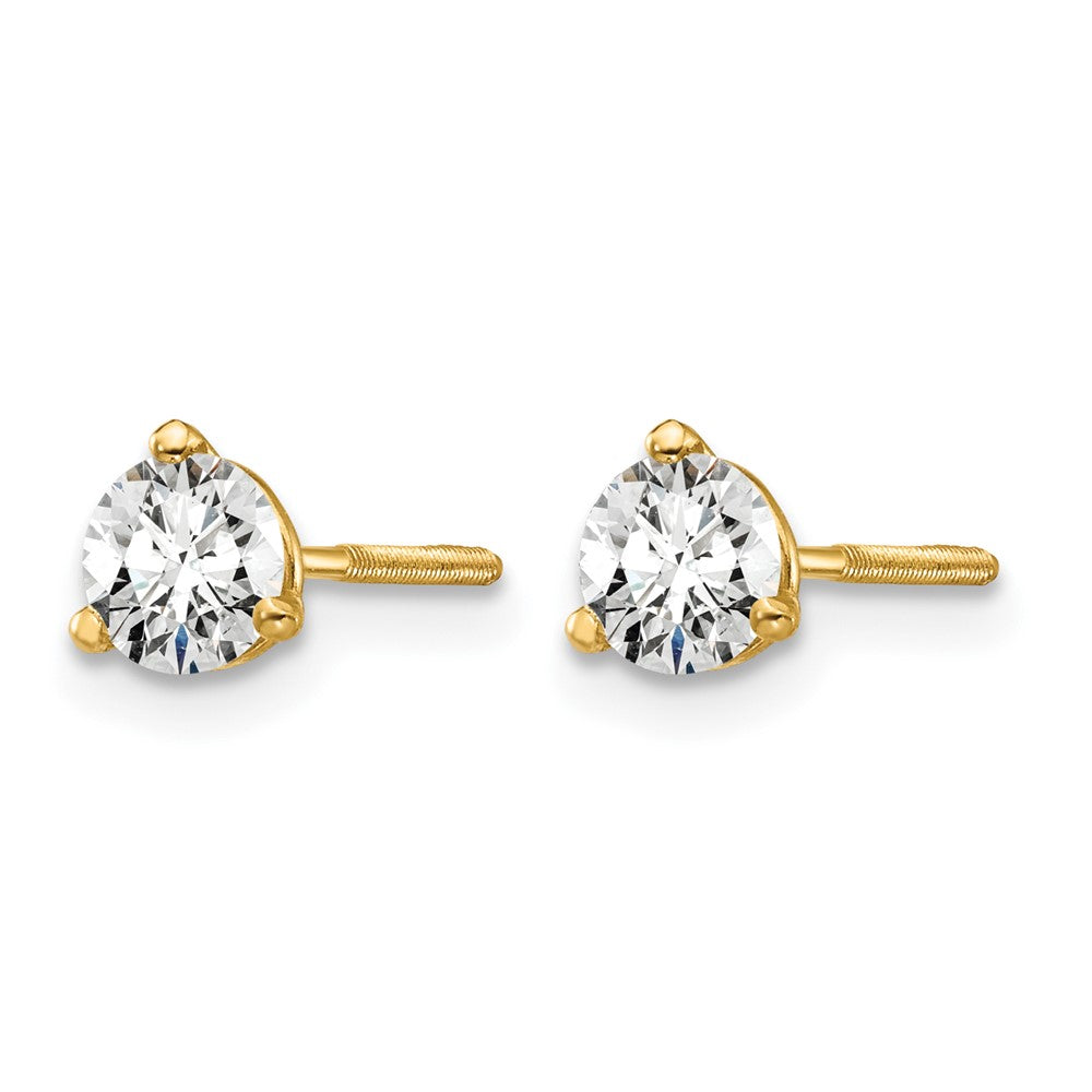 14K Gelbgold 0,5 ct. Labordiamant VS/SI+ G+ Rund Drei-Krappen Schraubverschluss Ohrstecker