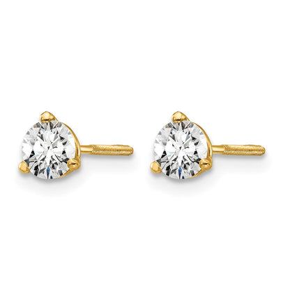 14K Gelbgold 0,5 ct. Labordiamant VS/SI+ G+ Rund Drei-Krappen Schraubverschluss Ohrstecker