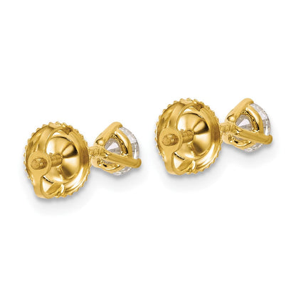 14K Gelbgold 0,5 ct. Labordiamant VS/SI+ G+ Rund Drei-Krappen Schraubverschluss Ohrstecker