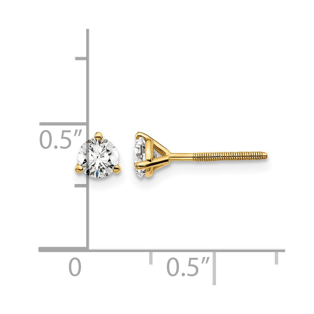 14K Gelbgold 0,5 ct. Labordiamant VS/SI+ G+ Rund Drei-Krappen Schraubverschluss Ohrstecker