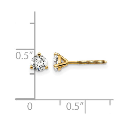 14K Gelbgold 0,5 ct. Labordiamant VS/SI+ G+ Rund Drei-Krappen Schraubverschluss Ohrstecker