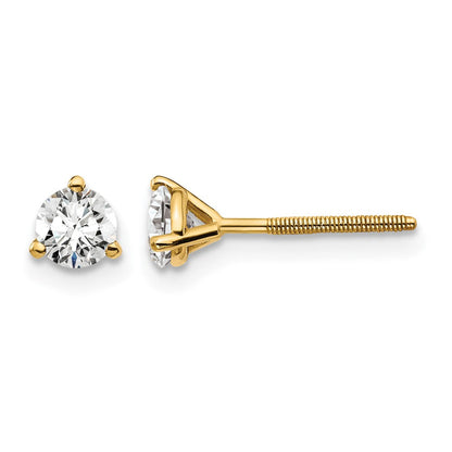 14K Gelbgold 0,5 ct. Labordiamant VS/SI+ G+ Rund Drei-Krappen Schraubverschluss Ohrstecker