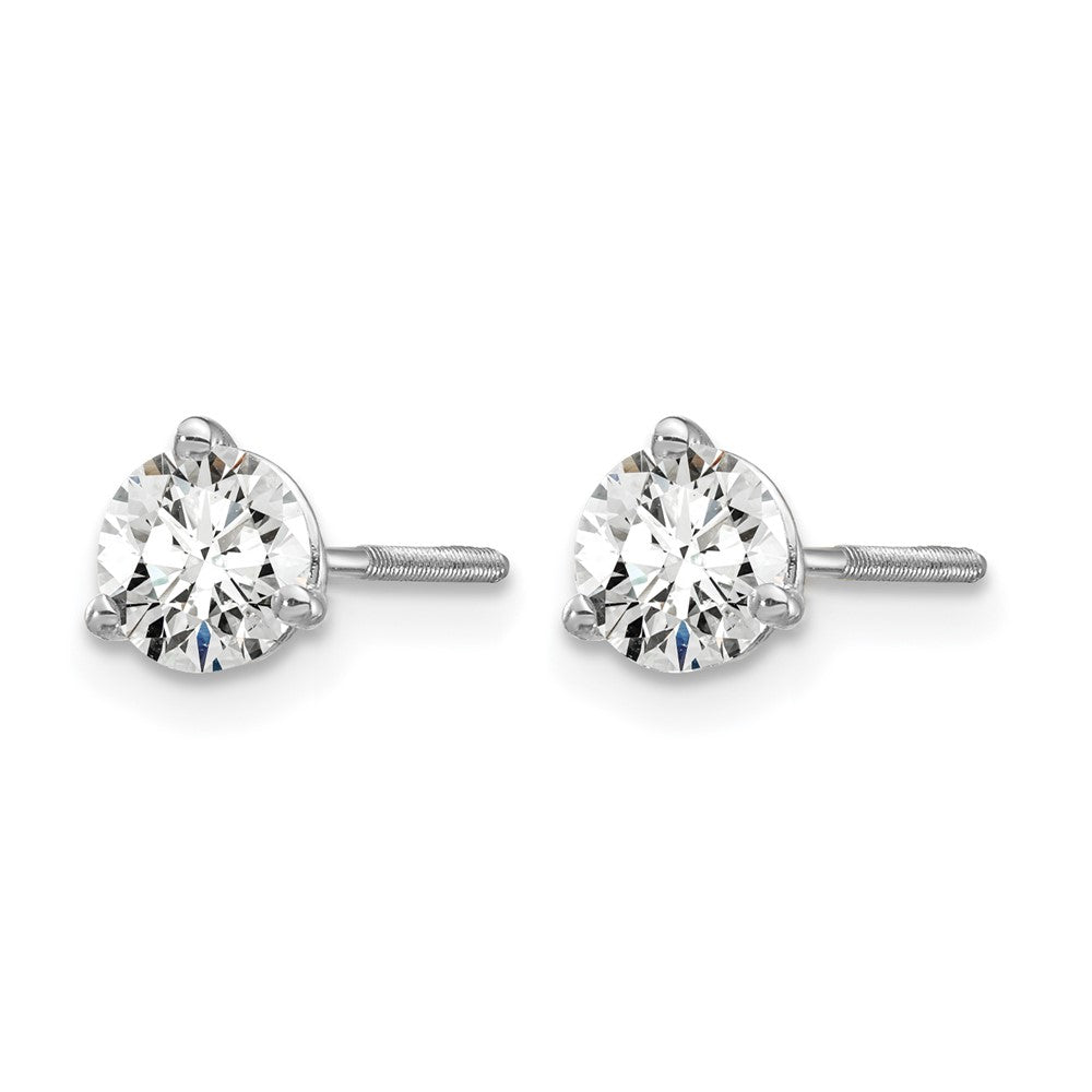 14K Weißgold Ohrstecker mit zertifizierten, im Labor gezüchteten Diamanten, 0,67 ct., VS/SI+ G+, rund, Drei-Krappen-Fassung, mit Schraubverschluss
