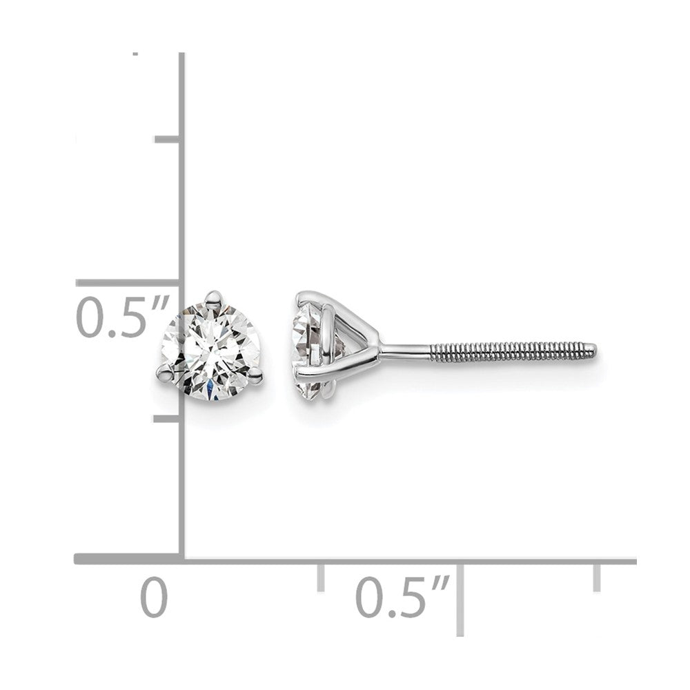 14K Weißgold Ohrstecker mit zertifizierten, im Labor gezüchteten Diamanten, 0,67 ct., VS/SI+ G+, rund, Drei-Krappen-Fassung, mit Schraubverschluss