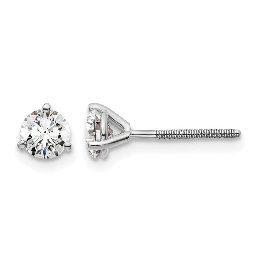 14K Weißgold Ohrstecker mit zertifizierten, im Labor gezüchteten Diamanten, 0,67 ct., VS/SI+ G+, rund, Drei-Krappen-Fassung, mit Schraubverschluss