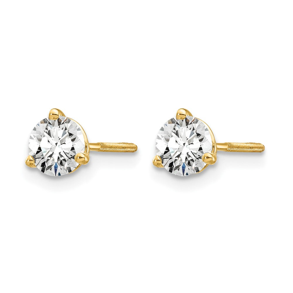 14K Gelbgold Ohrstecker mit 0,67 ct. Laborgezüchteten Diamanten, VS/SI+ G+, Rund, 3-Krappen-Fassung, Schwere Ausführung, Schraubverschluss