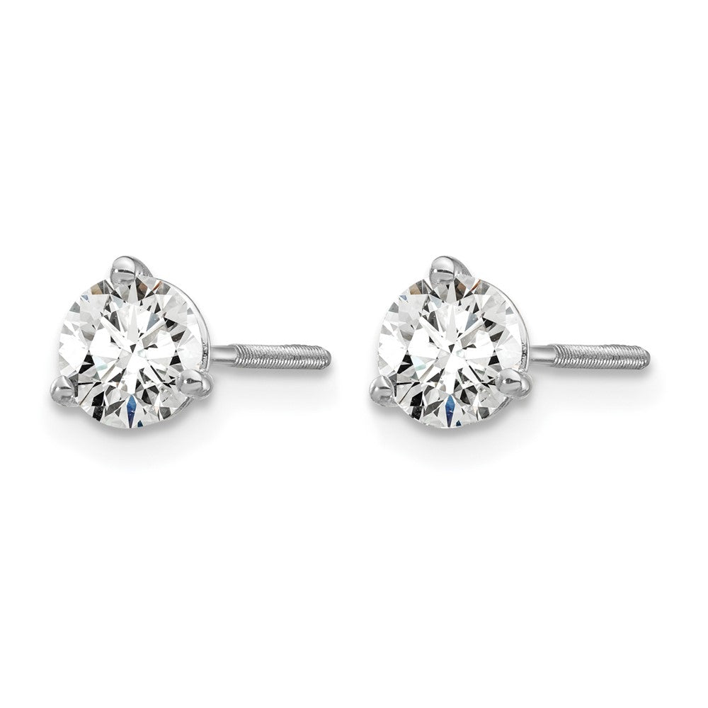 14K Weißgold Ohrstecker mit 0,75 ct. Laborgezüchteten Diamanten, VS/SI+ G+, Rund, 3-Krappenfassung, Schwergewicht, Schraubverschluss