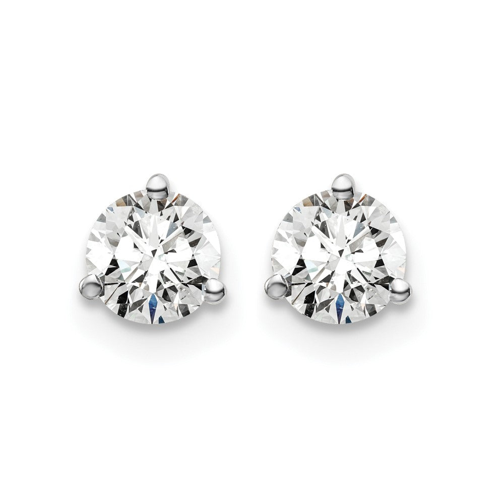 14K Weißgold Ohrstecker mit 0,75 ct. Laborgezüchteten Diamanten, VS/SI+ G+, Rund, 3-Krappenfassung, Schwergewicht, Schraubverschluss