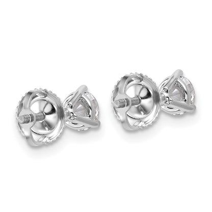 14K Weißgold Ohrstecker mit 0,75 ct. zertifizierten Labor-gezüchteten Diamanten VS/SI+ G+, rund, 3-Zacken-Fassung, schweres Gewicht, mit Schraubverschluss