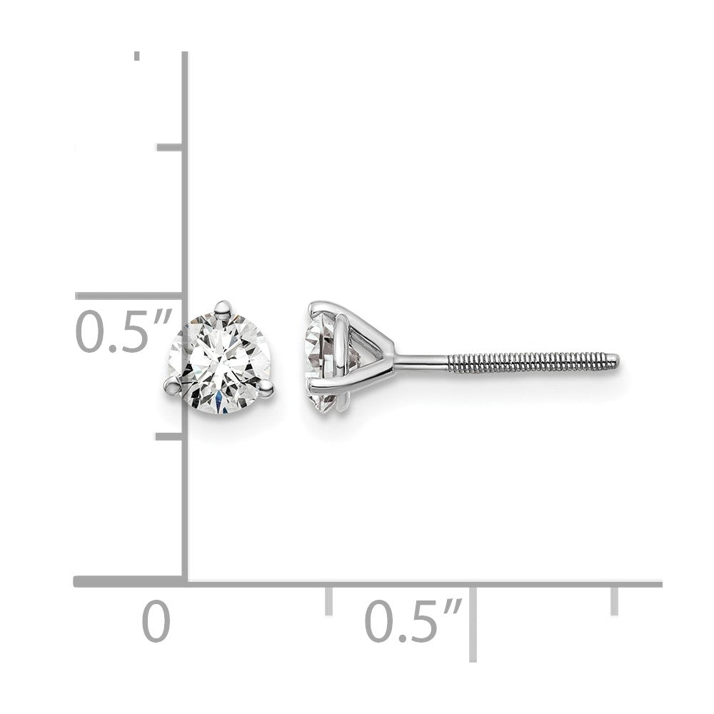 14K Weißgold Ohrstecker mit 0,75 ct. Laborgezüchteten Diamanten, VS/SI+ G+, Rund, 3-Krappenfassung, Schwergewicht, Schraubverschluss
