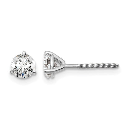 14K Weißgold Ohrstecker mit 0,75 ct. Laborgezüchteten Diamanten, VS/SI+ G+, Rund, 3-Krappenfassung, Schwergewicht, Schraubverschluss