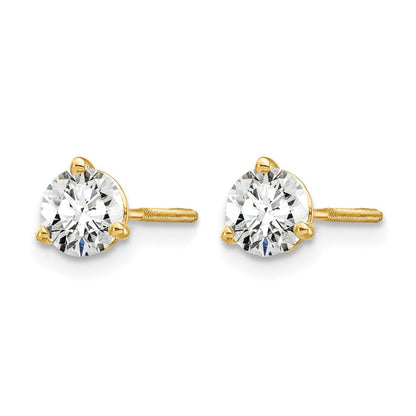 14K Gelbgold 0,75 ct. Laborgezüchtete Diamanten VS/SI+ G+ Rund 3-Krappen Schwere Ausführung Schraubverschluss Ohrstecker