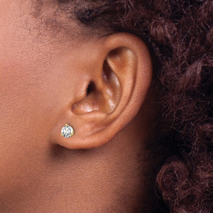 14K Gelbgold 0,75 ct. Laborgezüchtete Diamanten VS/SI+ G+ Rund 3-Krappen Schwere Ausführung Schraubverschluss Ohrstecker