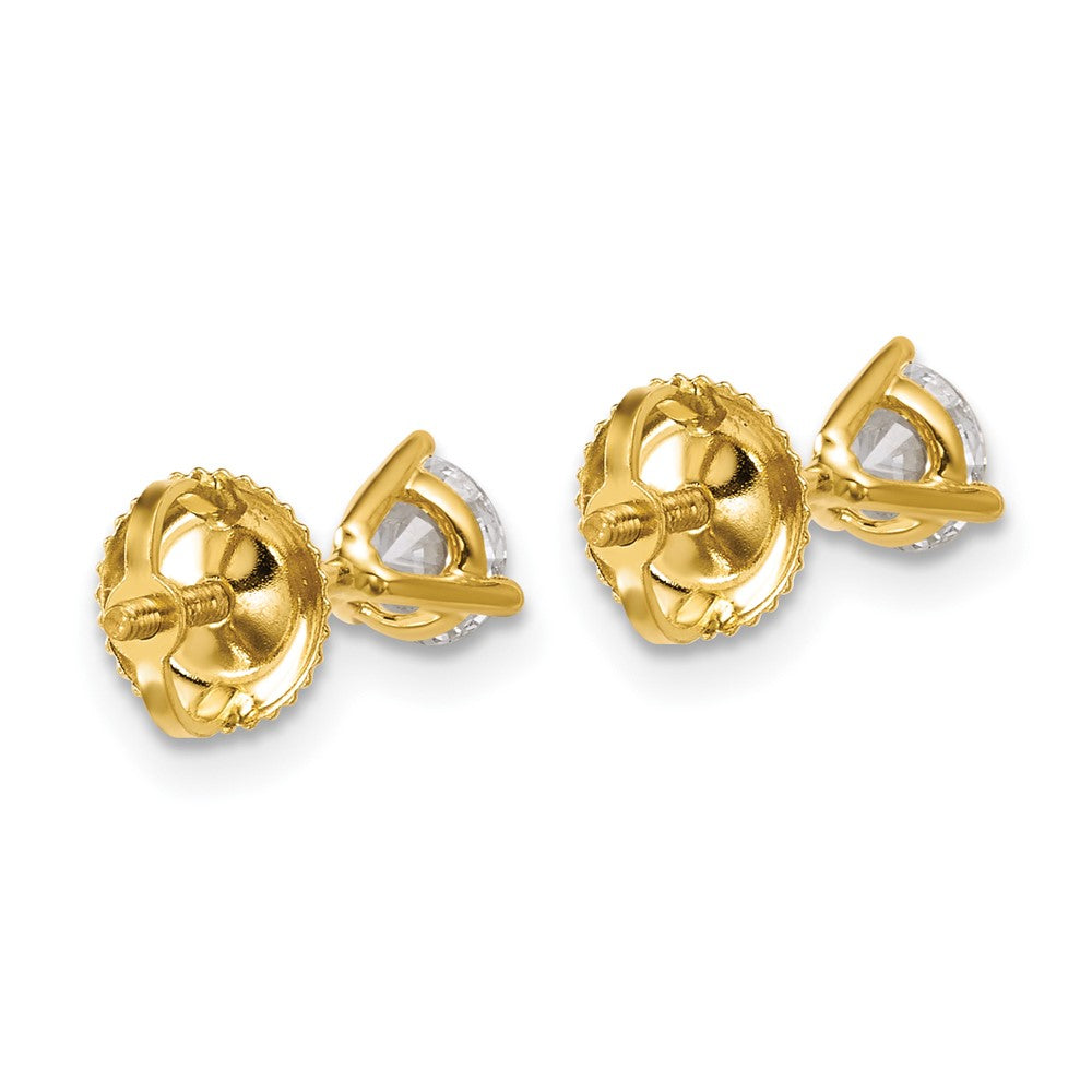 14K Gelbgold 0,75 ct. Laborgezüchtete Diamanten VS/SI+ G+ Rund 3-Krappen Schwere Ausführung Schraubverschluss Ohrstecker