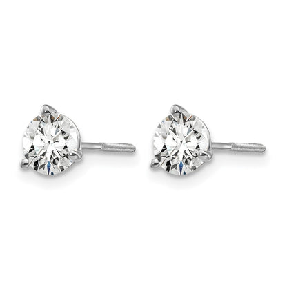 14K Weißgold Zertifizierte Laborgezüchtete Diamant-Ohrstecker mit 1 ct., VS/SI+ G+, Rund, 3-Krappen-Fassung, Hohes Gewicht, mit Schraubverschluss