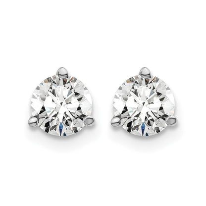14K Weißgold Zertifizierte Laborgezüchtete Diamant-Ohrstecker mit 1 ct., VS/SI+ G+, Rund, 3-Krappen-Fassung, Hohes Gewicht, mit Schraubverschluss
