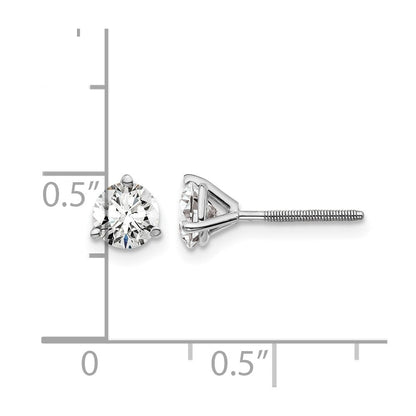 14K Weißgold Ohrstecker mit 1 ct. Laborgezüchteten Diamanten, VS/SI+ G+, Rund, 3-Krappenfassung, Hohes Gewicht, Schraubverschluss