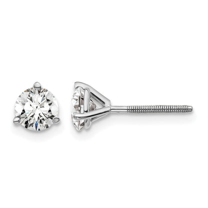 14K Weißgold Zertifizierte Laborgezüchtete Diamant-Ohrstecker mit 1 ct., VS/SI+ G+, Rund, 3-Krappen-Fassung, Hohes Gewicht, mit Schraubverschluss