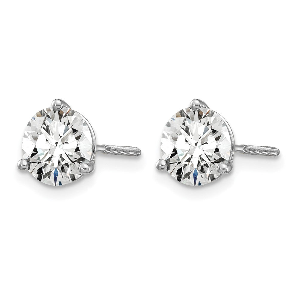 14K Weißgold 1,5 ct. Laborgezüchtete Diamant-Ohrstecker VS/SI+ G+ Rund Drei-Krappen-Fassung mit Schraubverschluss