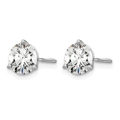 14K Weißgold 1,5 ct. Laborgezüchtete Diamant-Ohrstecker VS/SI+ G+ Rund Drei-Krappen-Fassung mit Schraubverschluss