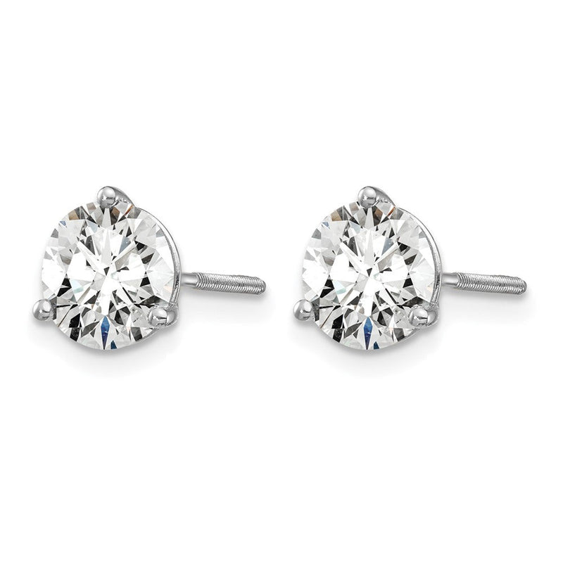 14K Weißgold Ohrstecker mit 1,5 ct. zertifizierten, im Labor gezüchteten Diamanten, rund, VS/SI+ G+, 3-Krappen-Fassung, hohes Gewicht, Schraubverschluss