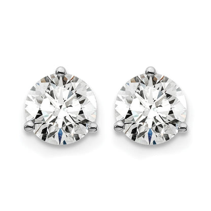 14K Weißgold 1,5 ct. Laborgezüchtete Diamant-Ohrstecker VS/SI+ G+ Rund Drei-Krappen-Fassung mit Schraubverschluss