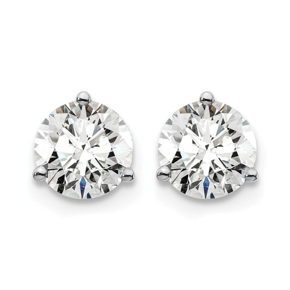 14K Weißgold Ohrstecker mit 1,5 ct. zertifizierten, im Labor gezüchteten Diamanten, rund, VS/SI+ G+, 3-Krappen-Fassung, hohes Gewicht, Schraubverschluss