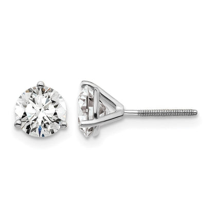 14K Weißgold 1,5 ct. Laborgezüchtete Diamant-Ohrstecker VS/SI+ G+ Rund Drei-Krappen-Fassung mit Schraubverschluss