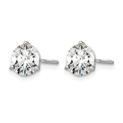 14K Weißgold Ohrstecker mit zertifizierten, im Labor gezüchteten Diamanten, 2 ct., VS/SI+, G+, rund, mit Drei-Krappen-Fassung und Schraubverschluss