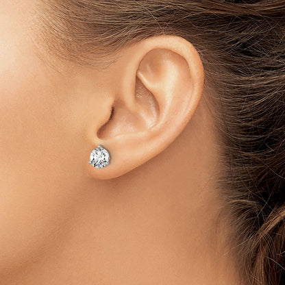 14K Weißgold Ohrstecker mit zertifizierten, im Labor gezüchteten Diamanten, 2 ct., VS/SI+, G+, rund, mit Drei-Krappen-Fassung und Schraubverschluss
