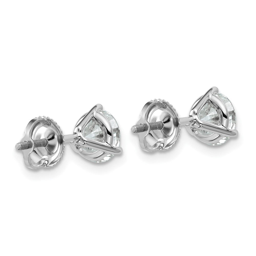 14K Weißgold Ohrstecker mit zertifizierten, im Labor gezüchteten Diamanten, 2 ct., VS/SI+, G+, rund, mit Drei-Krappen-Fassung und Schraubverschluss