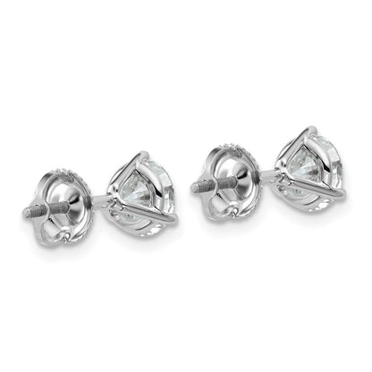 14K Weißgold Ohrstecker mit zertifizierten, im Labor gezüchteten Diamanten, 2 ct., VS/SI+, G+, rund, mit Drei-Krappen-Fassung und Schraubverschluss