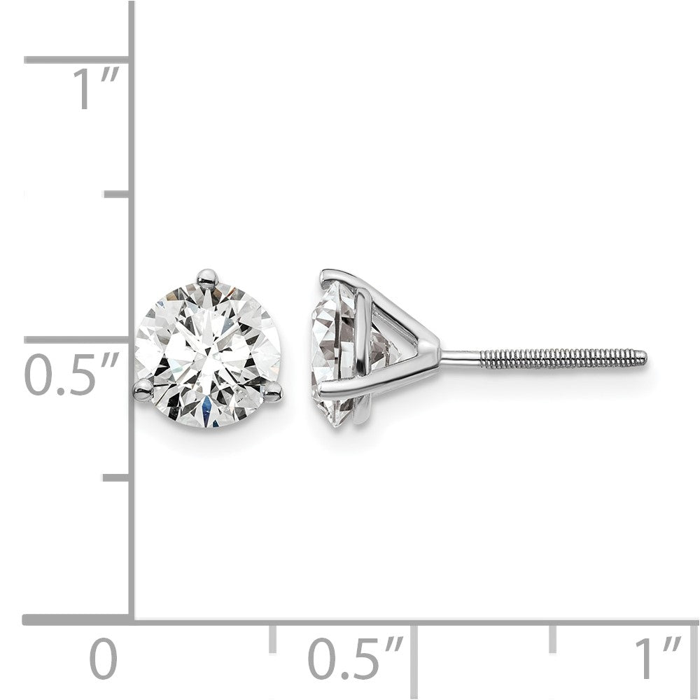 14K Weißgold Ohrstecker mit zertifizierten, im Labor gezüchteten Diamanten, 2 ct., VS/SI+, G+, rund, mit Drei-Krappen-Fassung und Schraubverschluss
