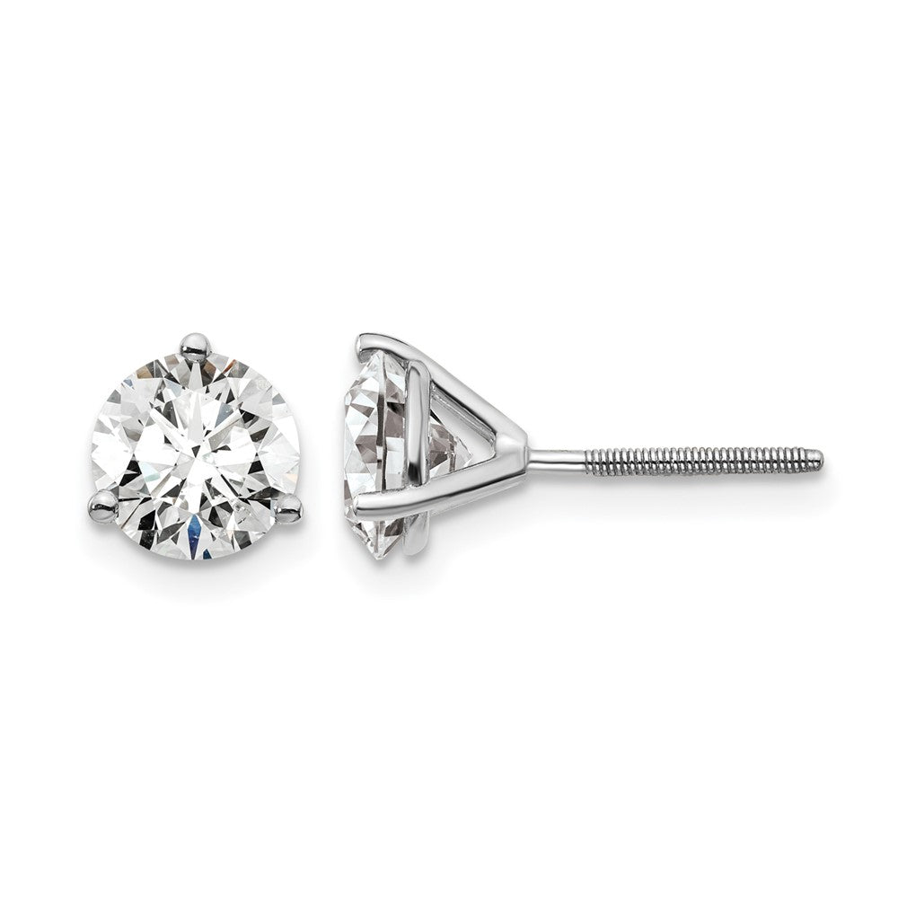 14K Weißgold Ohrstecker mit zertifizierten, im Labor gezüchteten Diamanten, 2 ct., VS/SI+, G+, rund, mit Drei-Krappen-Fassung und Schraubverschluss