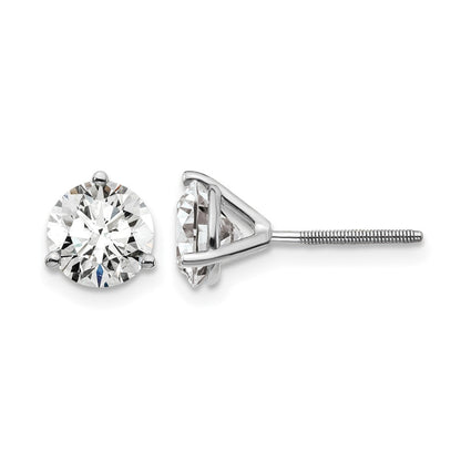 14K Weißgold Ohrstecker mit zertifizierten, im Labor gezüchteten Diamanten, 2 ct., VS/SI+, G+, rund, mit Drei-Krappen-Fassung und Schraubverschluss