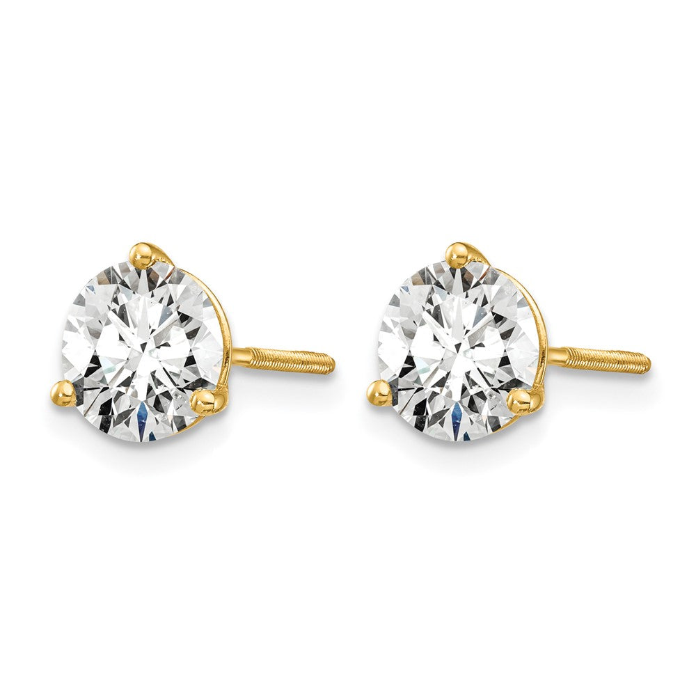 14K Gelbgold 2 ct Im Labor Gezüchtet Diamant Vs/si+ G+ Rund 3 Krappen Schwer Gewicht. Schraubverschluss Ohrstecker