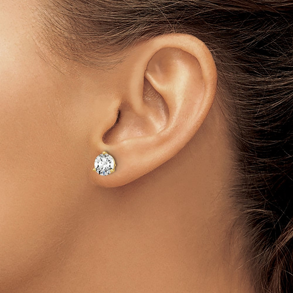 14K Gelbgold 2 ct Im Labor Gezüchtet Diamant Vs/si+ G+ Rund 3 Krappen Schwer Gewicht. Schraubverschluss Ohrstecker