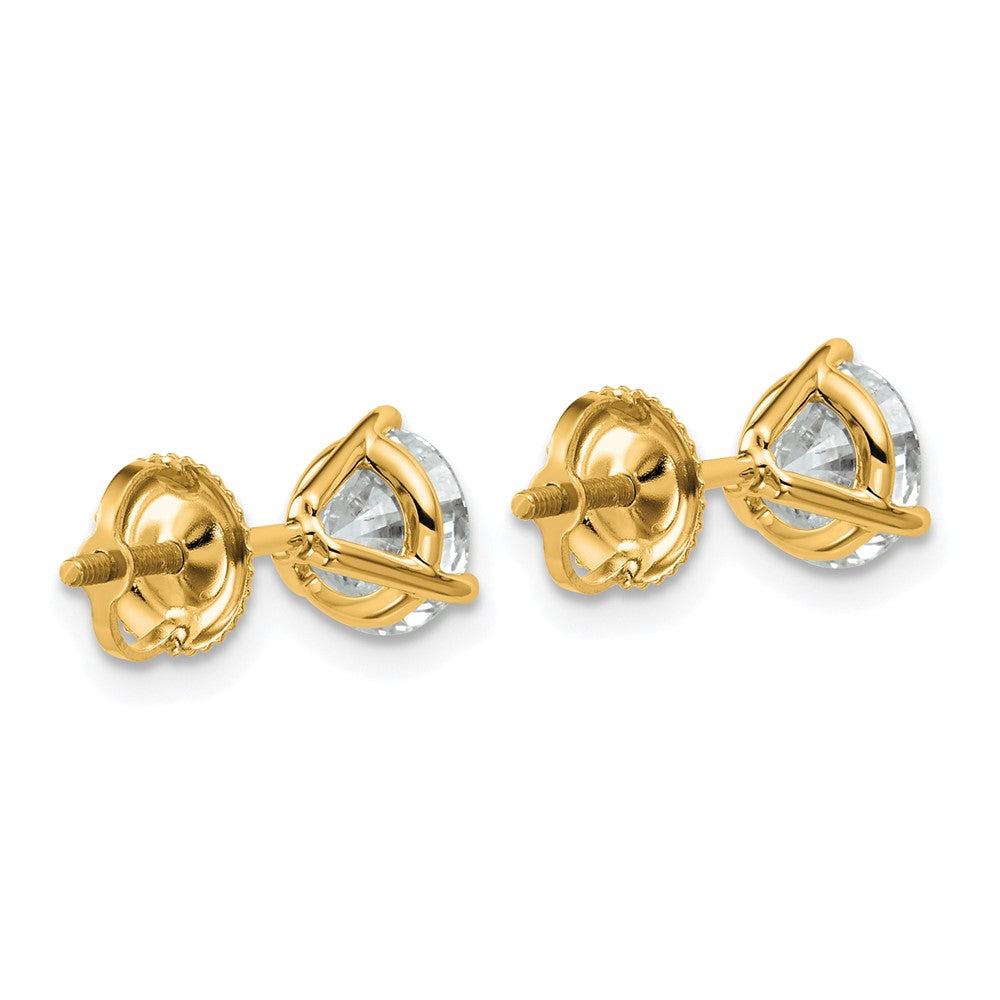 14K Gelbgold 2 ct Im Labor Gezüchtet Diamant Vs/si+ G+ Rund 3 Krappen Schwer Gewicht. Schraubverschluss Ohrstecker