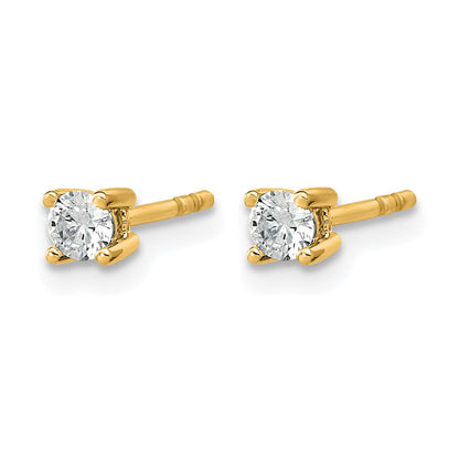 14K Gelbgold 1/5 ct Im Labor Gezüchtet Diamant Vs+ F+ Rund 4 Krappen Schwer Gewicht. Ohrstecker