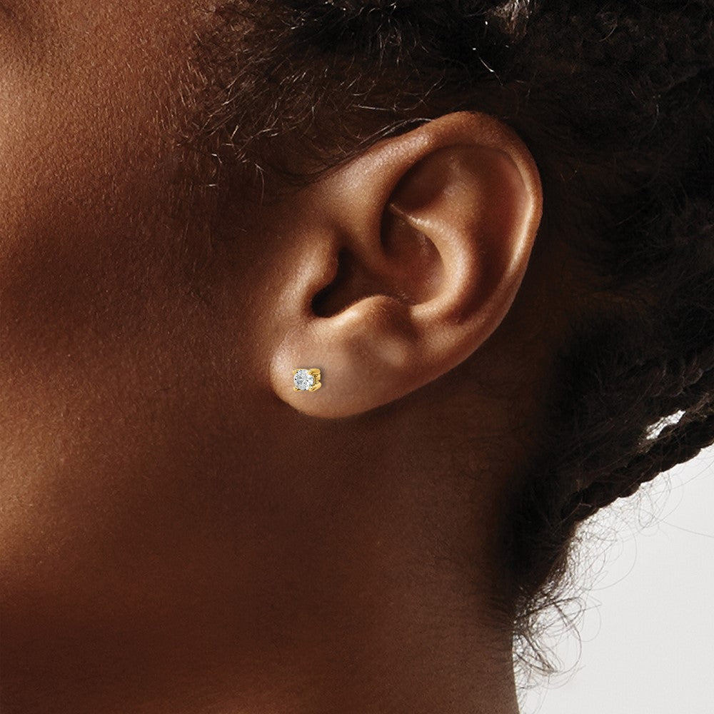 14K Gelbgold 1/5 ct Im Labor Gezüchtet Diamant Vs+ F+ Rund 4 Krappen Schwer Gewicht. Ohrstecker