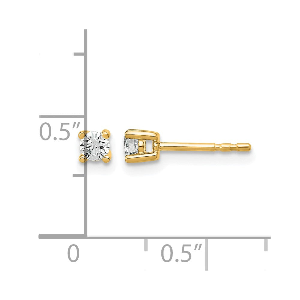 14K Gelbgold 1/5 ct Im Labor Gezüchtet Diamant Vs+ F+ Rund 4 Krappen Schwer Gewicht. Ohrstecker