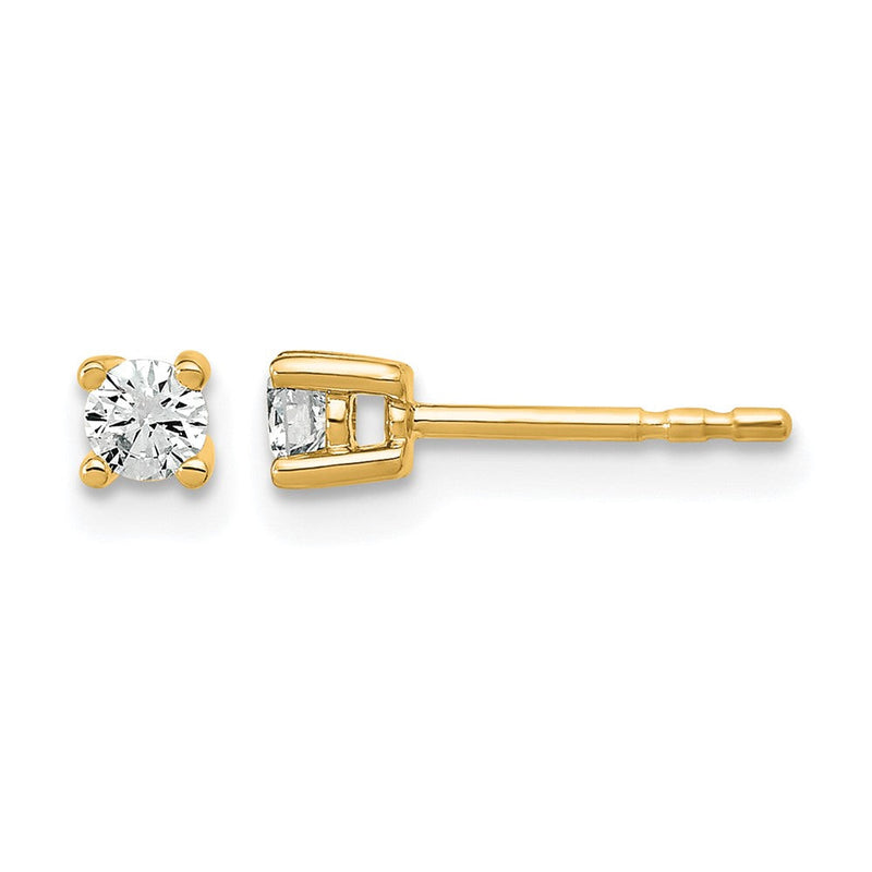 14K Gelbgold 1/5 ct Im Labor Gezüchtet Diamant Vs+ F+ Rund 4 Krappen Schwer Gewicht. Ohrstecker
