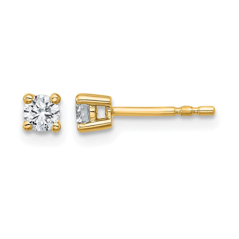 14K Gelbgold 1/4 ct Im Labor Gezüchtet Diamant Vs+ F+ Rund 4 Krappen Schwer Gewicht. Ohrstecker
