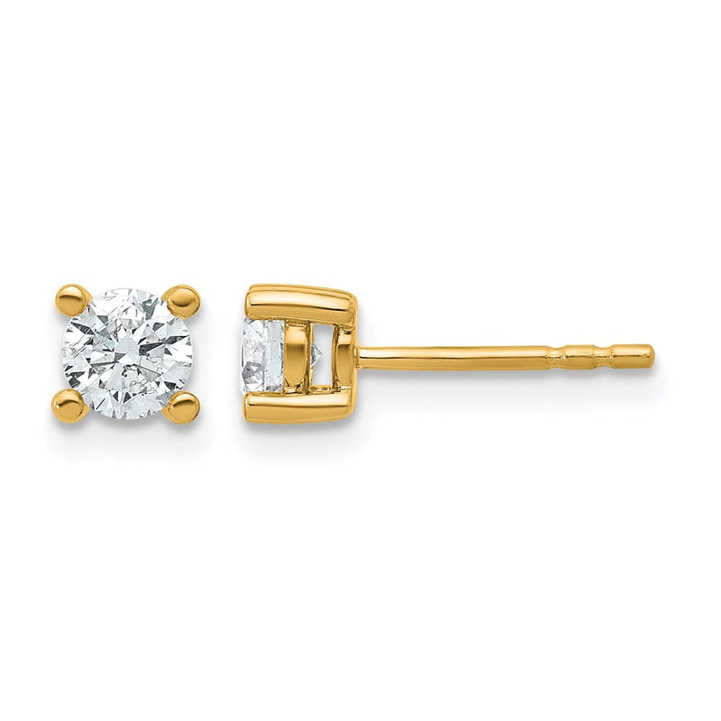 14K Gelbgold 2/3 ct Im Labor Gezüchtet Diamant Vs+ F+ Rund 4 Krappen Schwer Gewicht. Ohrstecker