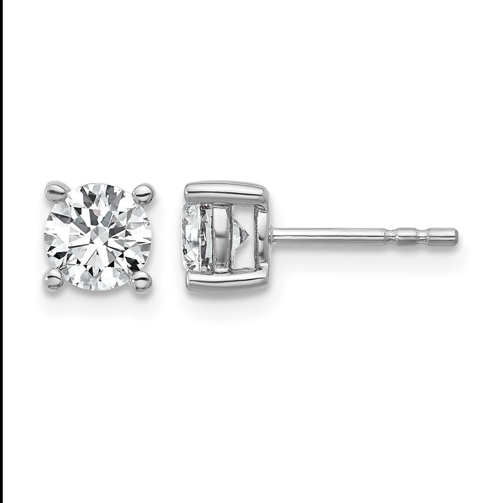 14K Weißgold 1 ct Im Labor Gezüchtet Diamant Vs+ F+ Rund 4 Krappen Schwer Gewicht. Ohrstecker