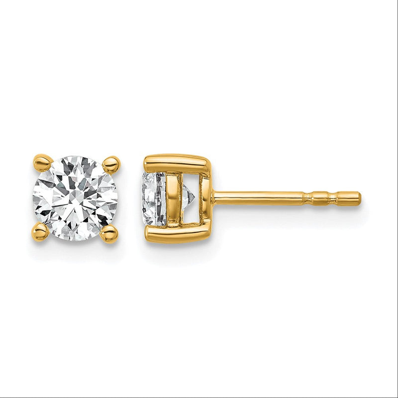 14K Gelbgold 1 ct Im Labor Gezüchtet Diamant Vs+ F+ Rund 4 Krappen Schwer Gewicht. Ohrstecker