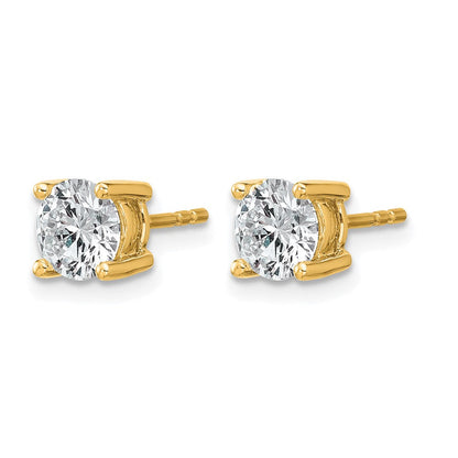14K Gelbgold 1 1/2 ct Im Labor Gezüchtet Diamant Vs+ F+ Rund 4 Krappen Schwer Gewicht. Ohrstecker